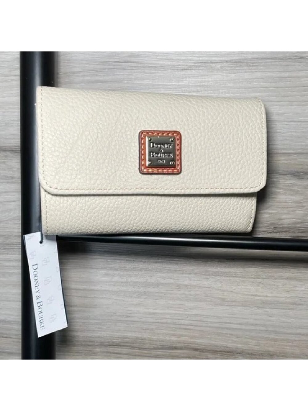 NWT- Women's Dooney & Bourke Pebble Leather Flap Wallet, Bone
